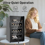 Tylza 24 Bottles Wine Fridge, Wine Cellar with Powerful Compressor, LED Touchscreen, Low-E Tempered Glass Door, Lock, Wine Cooler Refrigerator for Red, White, Champagne or Sparkling Wine, Black