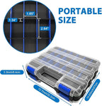 Double Side Tool Box Organizer, Hardware Storage Box, Portable Small Parts Organizer with Removable Plastic Dividers for Screws, Nuts, Nails, Bolts (Blue)