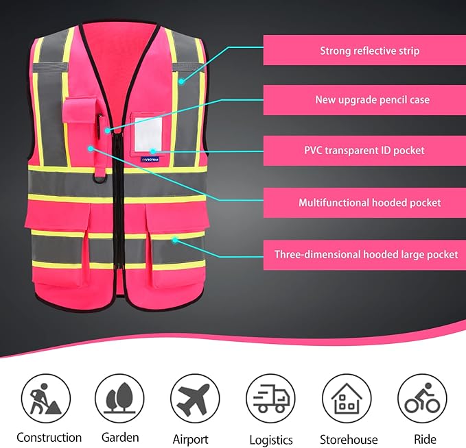 AYKRM Custom Logo Personalised Printed High Visibility Reflective 2 two tone work construction Safety Vest