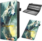 Car Registration & Insurance Holder, Leather Glove Box Organizer, Cool Accessories for ID, Driver's License Cards & Essential Documents, Business Cards, Men & Women, Forest Wolfs