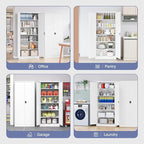 Metal Cabinet,71" Lockable Storage Cabinet with 2 Doors and 5 Adjustable Shelves,Tall Steel Cabinets for Garage,Home Office,Basement,School,Hospital(White)