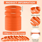 Liliful 100 Pcs Silicone Rubber Wristbands Rubber Wristband Bracelet Bands for Silicone Wristbands for Women Men(Orange)