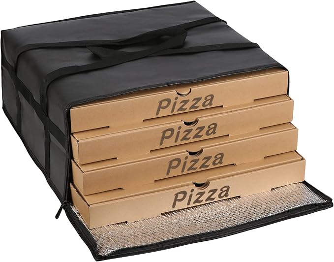musbus Pizza Carrier Insulated Bags Large for Deliveries, Insulated Pizza Carrier Delivery Bag 20x20 Food Bag for Personal and Professional Use (Black)