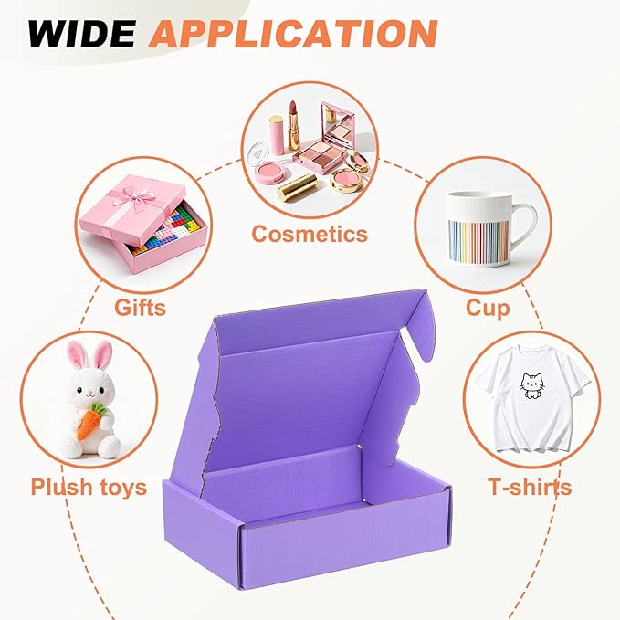 PATIKIL 6 x 4 x 1.6 Inch Shipping Boxes, 30 Pack Color Corrugated Cardboard Box Cute Carton Boxes Literature Mailer for Mailing Packaging Small Business Gift Storage, Purple