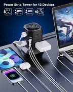 Surge Protector Power Strip with 4 USB Ports(2 Type C) 8 AC Outlets, 10 Ft Ultra Flat Extension Cord with Multiple Outlets, Ultra Flat Plug Power Strip, Desktop Outlet Extender for Home Office Dorm