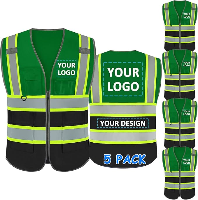 BeautyWill Custom Logo Safety Vest Class 2 High Visibility Reflective Vest for Men - Personalized Logo Team Vest