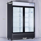 Commercial Beverage Refrigerator Display Fridge,Two Glass Door Upright Merchandiser Drink Cooler with LED Light Adjustable Shelves,46 Cu Ft,ETL Sanitation,(Wheels Not Included)