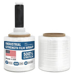 5" x 1000’ Industrial Strength Stretch Wrap, Ready to Use Pack of 2 Mini Rolls with one Handle, Clear Plastic Film, 80 Gauge Thick, 500% Elongation – Heavy-Duty Shrink Wrap for Moving, Packing