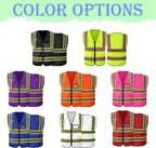 Custom Safety Vest with Logo Personalized High Visibility Vest Reflective for Men with Pockets Zipper Construction Workwear