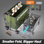 EchoSmile Collapsible Foldable Extended Wagon with 500lbs Weight Capacity, 300L Folding Utility Wagon Cart with Big All-Terrain Wheels for Beach,Sport,Gargen&Grocery,Green