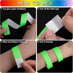 1200 Pcs Plastic Paper Wristbands for Events Neon Color Wrist Bands Concert Identification Wristbands Paper Bracelets Wristbands Party Hand Bands (Fluorescent Green)