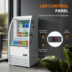Wilprep Commercial Display Refrigerator, 27" Open Air Merchandiser with 6.7 cu. ft. Volume LED Lighting Night Curtain, Grab and Go Display Refrigerator Showcase for Store Cafe Bar Shop