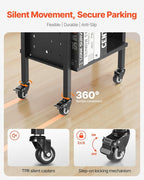VEVOR Rolling Library Book Cart, 150 lbs Capacity, 17.7 x 13.0 x 34.6-Inch Library Cart, Double Sided L-Shaped Shelves with 2-Inch Lockable Wheels, Book Truck for Home Shelves Office and School, Black