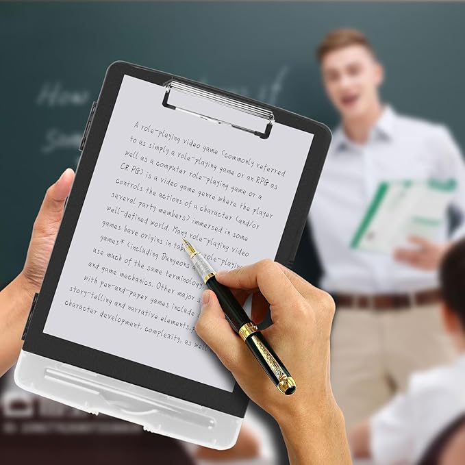5 PCS Clipboard with Storage High Capacity Plastic Clipboard with Pen Holder Heavy Duty Nursing Clipboards Folder Side Opening Smooth Writing Clipboards with Low Profile Clip for for School & Office