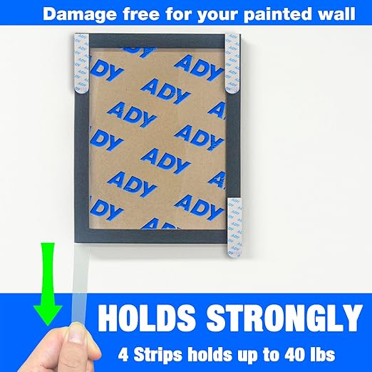 ADY Removable Double Sided Tape Heavy Duty 40 Pack, Clear Picture Hanging Strips Damage Free for Wall, Refill Adhesive Strips for Rent Room, Nano Transparent Adhesive Tape for Decor, Poster