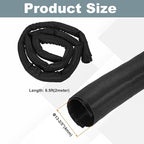MECCANIXITY 1-3/10 Inch ID Split Loom Tubing 6.5ft Polyester Cord Protector Wire Cable Sleeve for USB Cable Power Cord, Black