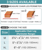 24 Pcs Chair Leg Floor Protectors Rectangle, Silicone Felt Furniture Leg Pads Caps Covers for Hardwood Floors (Fit Perimeter 3-3/4" to 4-7/8")