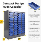 40 Drawer Parts Cabinet Organizer with Dividers and Labels, Alloy Steel Frame, ABS Drawers for Bolts, Nuts, Screws, Tool Storage in Workshop, Garage, or Classroom (40 Drews)