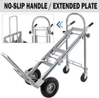 3in1 Aluminum Hand Truck,Convertible Hand Truck Dolly Large Size 1000 lb Capacity, Utility Cart Converts from Hand Truck to Platform Cart with 10" Hi Tech Rubber Wheels