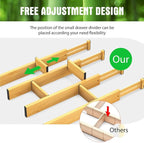 ANTOWIN Bamboo Drawer Dividers Organizers, Drawer Separators Splitter,13-17 inches Long Adjustable Spring-loaded Organizer for Large Utensil, Clothes, Tools Drawers (4+3)