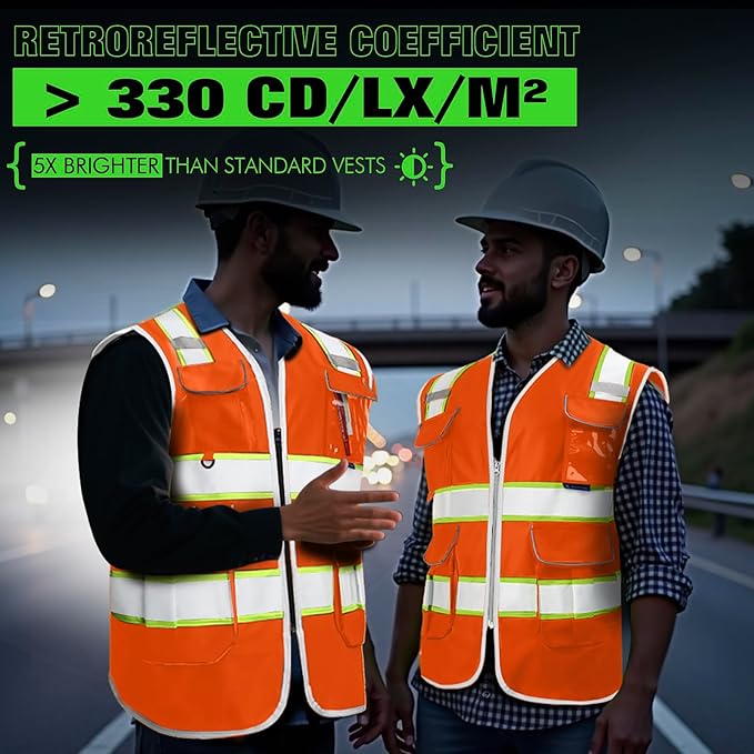 BeautyWill Custom Logo 10/20 Pack Safety Vest Class2 High Visibility Vest with Pockets Breathable Construction Vest Bulk
