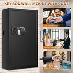 144 Keys Fireproof Cabinet Safe With Adjustable Hook Plates and Tags, Anti-Theft Lock Box Wall Mount With Combination Lock, Organizer for Home Office Garage