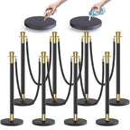 kaiyomi 8Pcs Stanchions with Black Velvet Ropes Set, 5 Feet Velvet Ropes and Posts Poles for Red Carpet Party Decoration and 360° Photo Booth (Golden & Black)