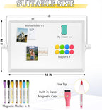 Dry Erase Magnetic White Board, 8" x 12" Double-Sided Desktop Whiteboard with Stand, Portable Small Whiteboard Set for Drawing, Office, Home, School
