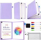 Feifeiya 6 Sides Whiteboard Notebook Portable Whiteboard Dry Erase Notebook Portable Dry Erase Board Double Sided Folding Whiteboards White Board for Office Study Meeting(Purple,A5: 6"×9”)