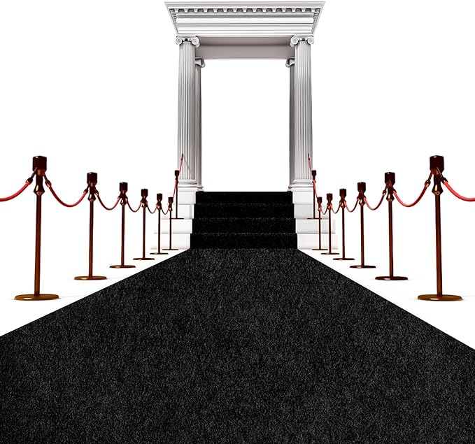 450 GSM Extra Thick Waterproof Black Carpet Runner for Events Decorations, 3X20 Ft Not Slip Black Runner Aisle Runway Rug for Wedding, Party, Banquet, Activity Entrance and Special Events Decorations