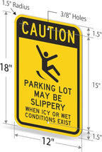 SmartSign-K-2855-EG "Caution - Parking Lot Slippery When Icy Or Wet" Sign | 12" x 18" 3M Engineer Grade Reflective Aluminum
