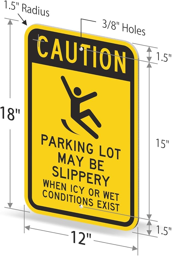 SmartSign-K-2855-EG "Caution - Parking Lot Slippery When Icy Or Wet" Sign | 12" x 18" 3M Engineer Grade Reflective Aluminum