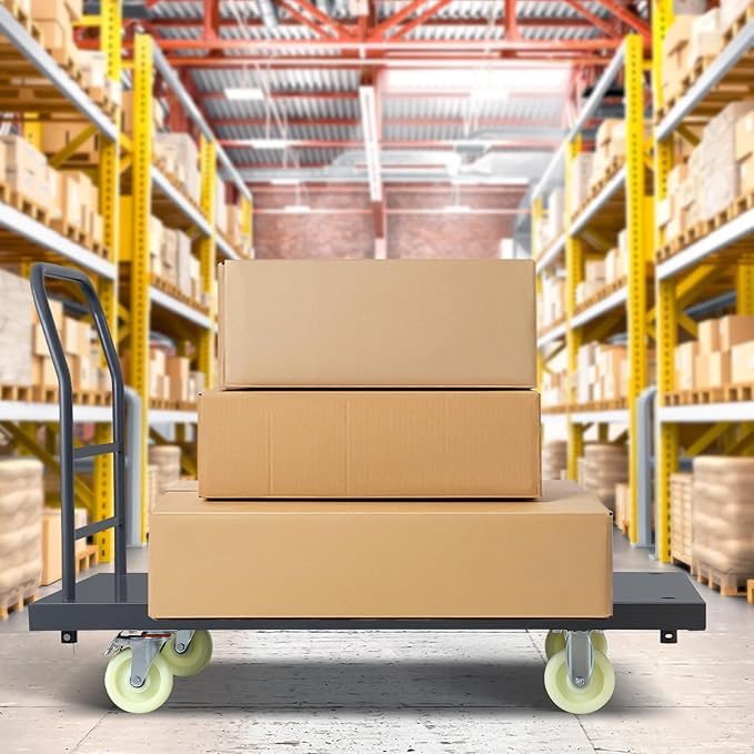 Extra Large Platform Truck Cart, 47 X 24 Dollies Cart, Heavy Duty Push Cart Dollies with 2500 LBS Capacity, Foldable Flat Cart Hand Trucks with 5" Swivel Wheels