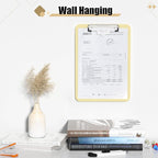 Hongri Plastic Clipboard with Pen Holder, Yellow 8.5x11 Letter Size Clip Board for Classroom, Office, Students, Nurses and Women, Low Profile Clip, Size 12.5 x 9 in(Pack of 6)