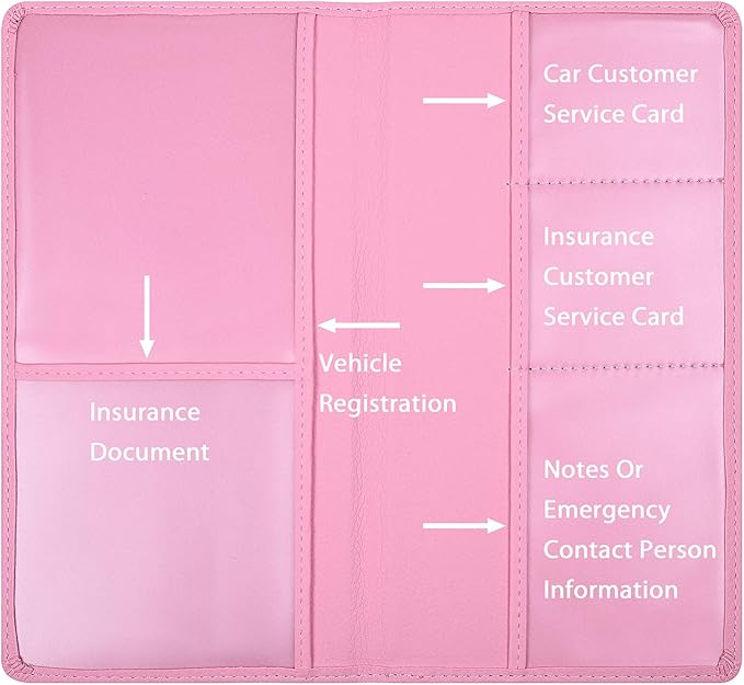 Wisdompro Car Document Holder Organiser, PU Leather Vehicle Insurance and Registration Holders Wallet Case for ID Card, Driving Licence, Key Contact Information Cards