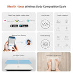 iHealth Nexus Smart Scale for Body Weight Bluetooth, Digital Bathroom Scale Body Fat and Muscle, Body Composition Monitor Health Analyzer for BMI Compatible for iOS & Android Accurate to 0.1lb-White