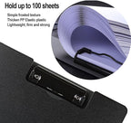2 Pack Foldable Clipboards, A4 Office Clipboard Folder with Double Metal Clips, 360 Degree Foldable Binder Clipboard with Pen Holder, File Cover Work Folder Clipboards, Black