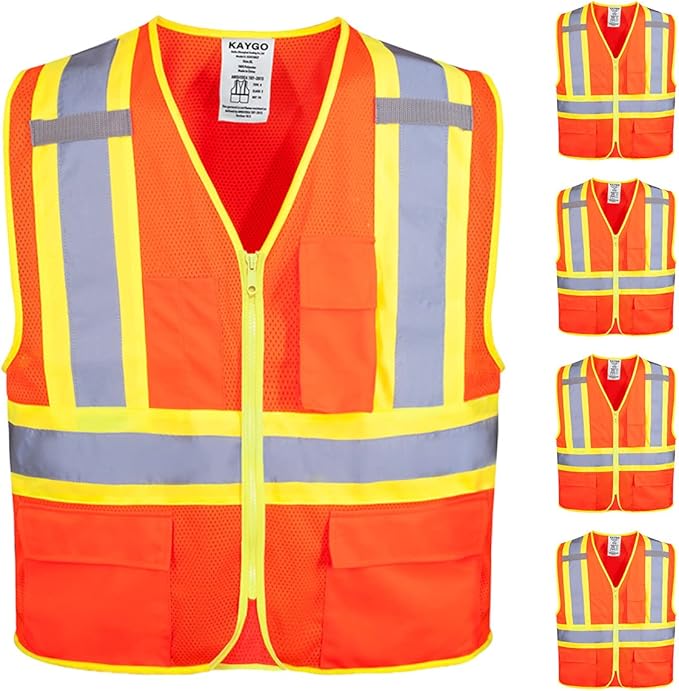 KAYGO Safety Vest with Pockets - High Visibility Reflective Vest ANSI Class 2 Construction Vest
