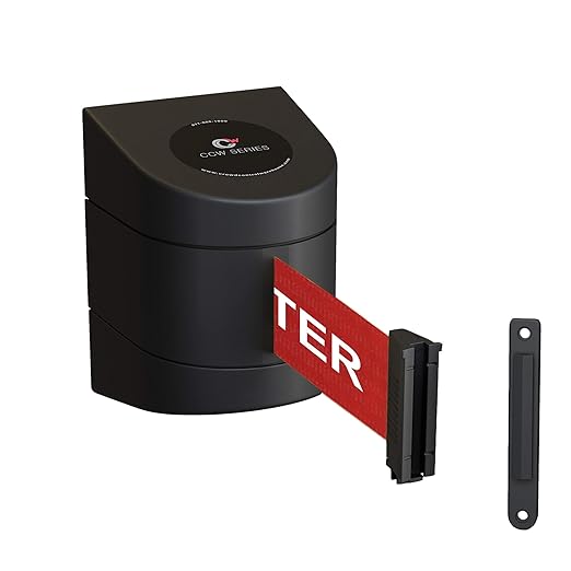Crowd Control Warehouse - CCW Series WMB-220 Fixed Wall Mount Retractable Belt Barrier - 15 Foot, Red"Caution - DO NOT Enter" White Letters Belt with Black ABS Case