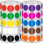 10000 Pcs 3/4 in Round Color Coding Labels Stickers Roll, Adhesive Assorted Colored Circle Dot Sticker, Removable Round Labels, for Garage Sale, Office, Inventory Organize, File Classification