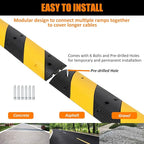 Heavy Duty Speed Bumps for Driveway, 39.4" 2 Pack Rubber Speed Bumps, 2 Channel Modular Traffic Speed Bump Hump Cable Protector Ramps for Asphalt Concrete Gravel Driveway Road with 6 Bolt Spikes