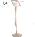 M&T Displays Curved Menu Board, 8.5x11 Pedestal Sign Holder Pale Rose Floor Standing Aluminum Front Loading Easy Open Poster Message Advertisement Holder For Restaurant Cafe Hotel