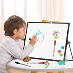 Dry Erase Magnetic White Board, 16" x 12" Black Framed Double-Sided Desktop Whiteboard with Stand, Portable Small Whiteboard Set for Drawing, Office, Home, School