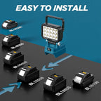 2 Pack LED Work Light Compatible with Makita 18V Battery, 40W 6000LM Cordless Work Light with 2 USB Charging Port, 145° Adjustable Angle Portable Flood Light Flashlight(Battery NOT Included)