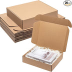 Shipping Boxes 13x11x3 Inches 20 Pack Corrugated Cardboard Mailing Boxes for Small Business, Kraft Medium Literature Mailer Packaging Supplies Brown
