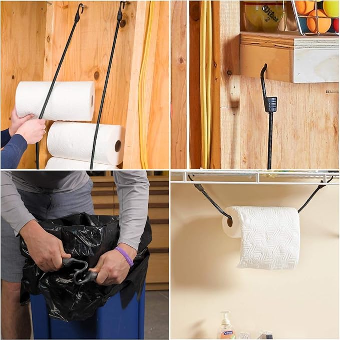 ZHOUBIN 32 Inch Black Bungee Cords with Hooks Heavy Duty, 2 Pcs