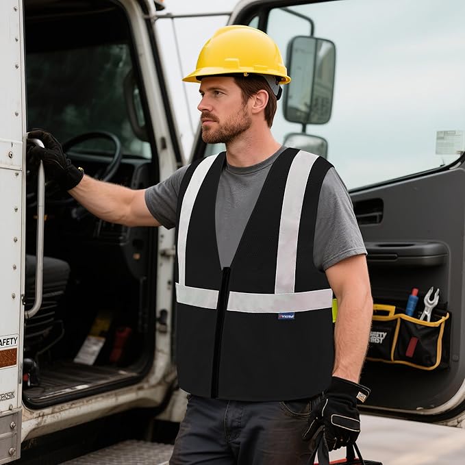 AYKRM 2 Pockets Reflective Safety Vest High Visibility Class II Mesh Vest for Women & Men Meets ANSI Standards