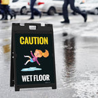 Caution Wet Floor with Graphic Sidewalk Sign Kit, 18x24 Inches, with A Frame Stand, Made in USA