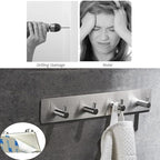Kingdong Key Holder for Wall 304 Stainless Key Hooks Adhesive Key Holder Wall Mount Key Hanger with 4 Heavy Duty Hooks Key Organizer for Kitchen, Bedroom, Bathroom (Sliver(4 Hooks))