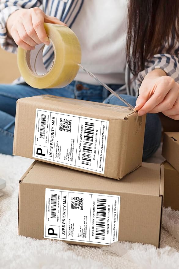 4x6 Thermal Labels, Razuvo Printable Shipping Labels for Direct Thermal Shipping Label Printer, 500 Pack Per Stack, Fanfold, White